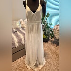 Windsor Ivory Strapless Pleated Formal Gown